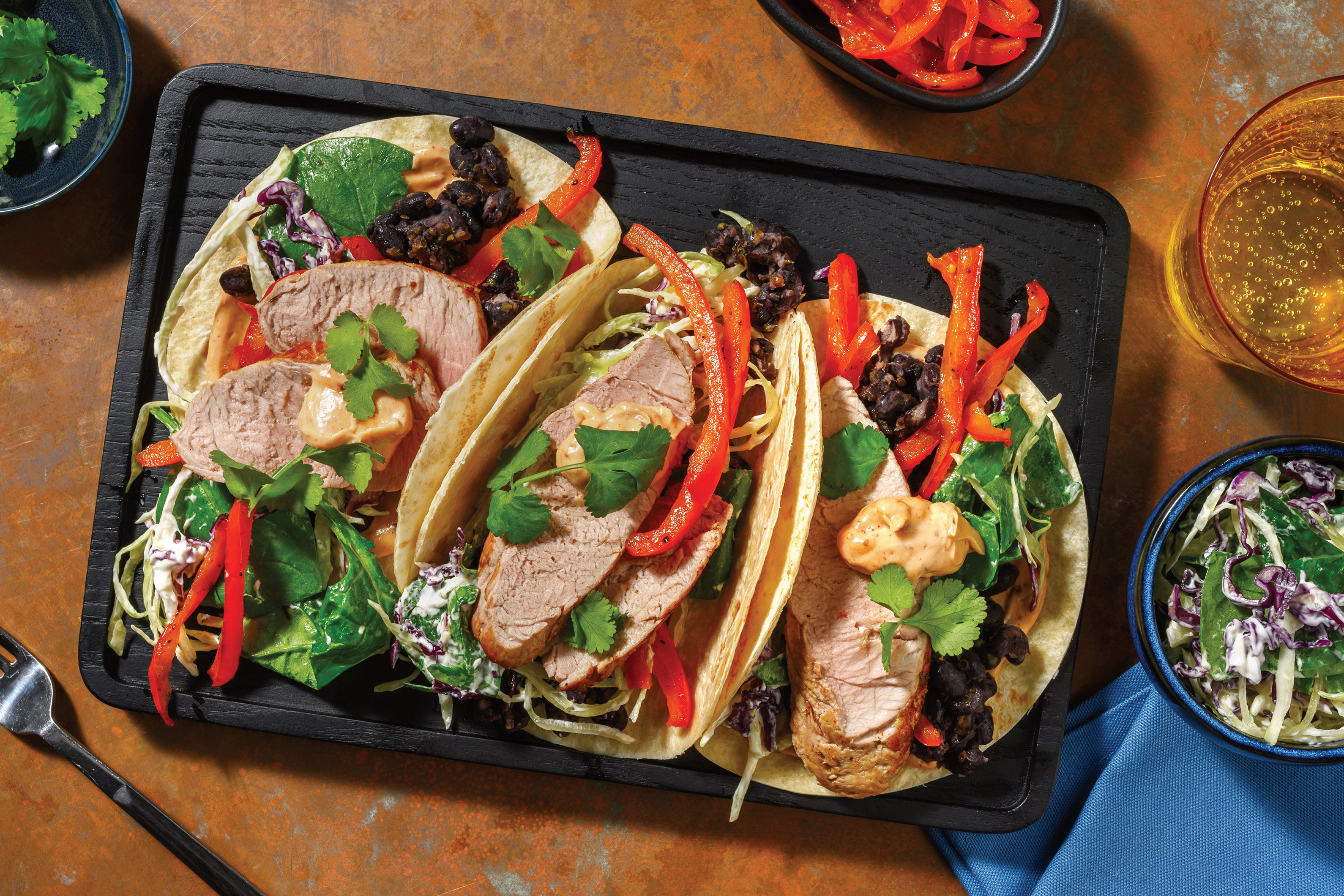 Mexican Pork & Refried Black Bean Tacos Recipe HelloFresh