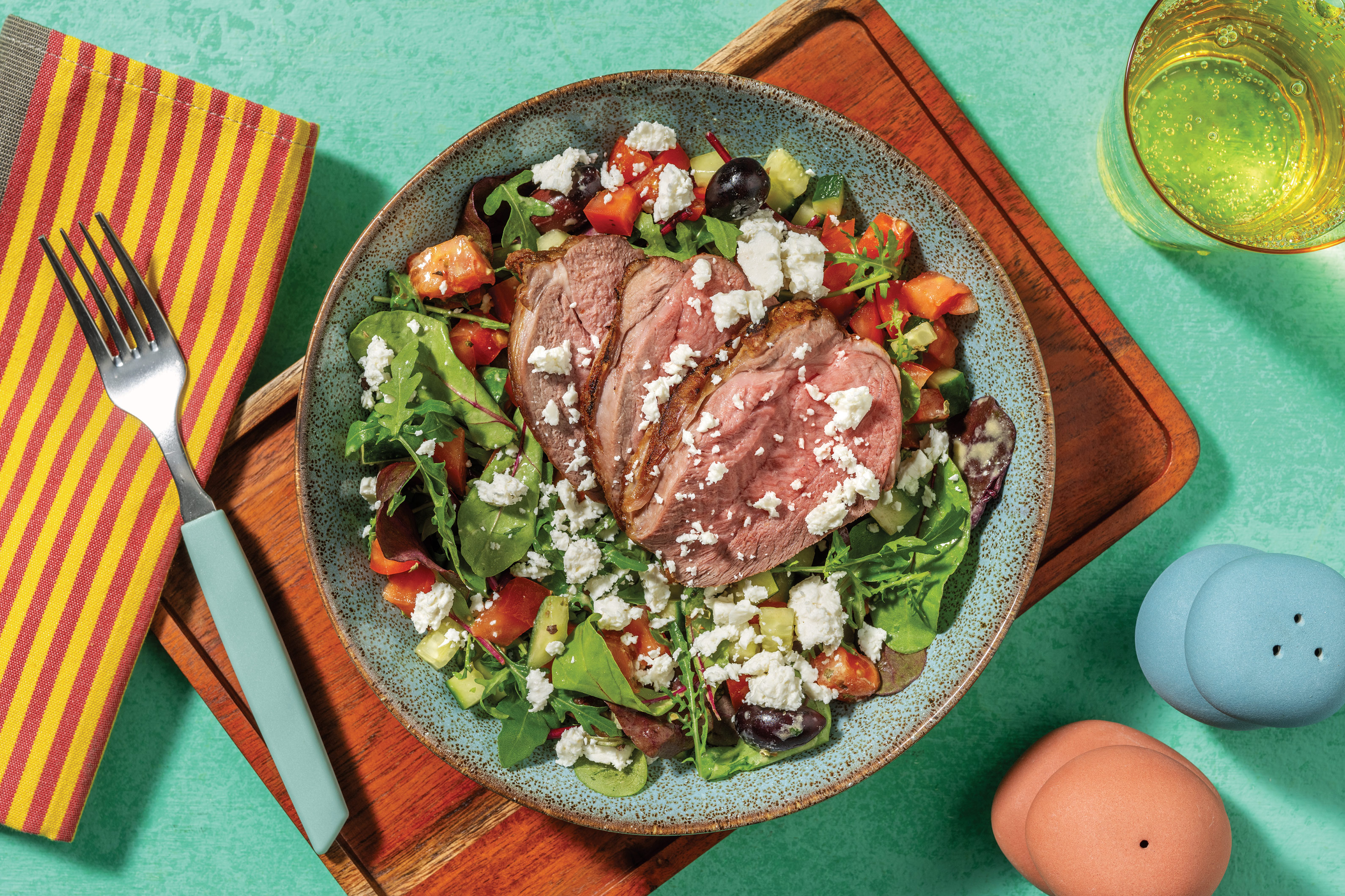 Double Greek-Style Roast Lamb & Olive Salad Recipe | HelloFresh