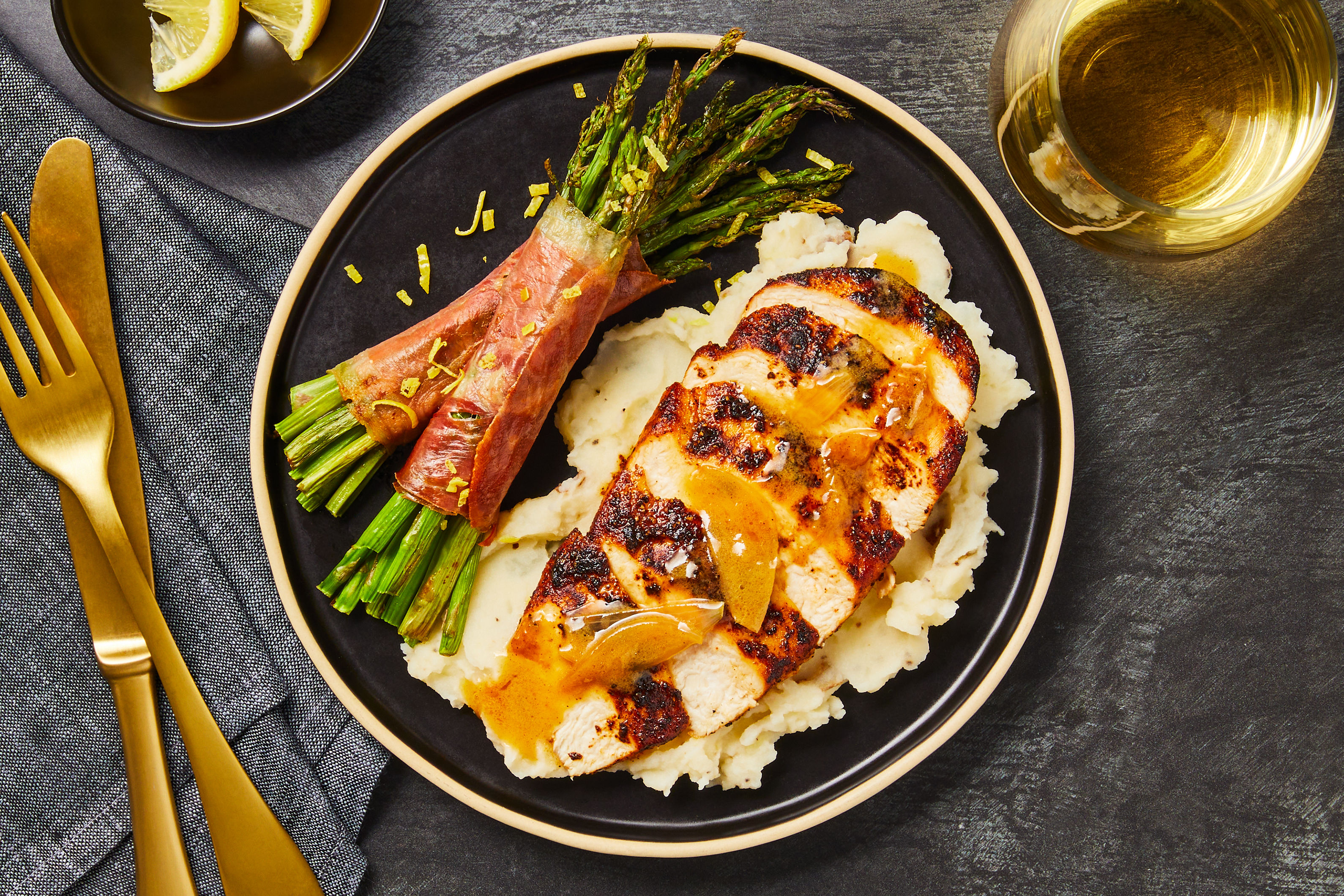 Chicken with Prosciutto Wrapped Asparagus