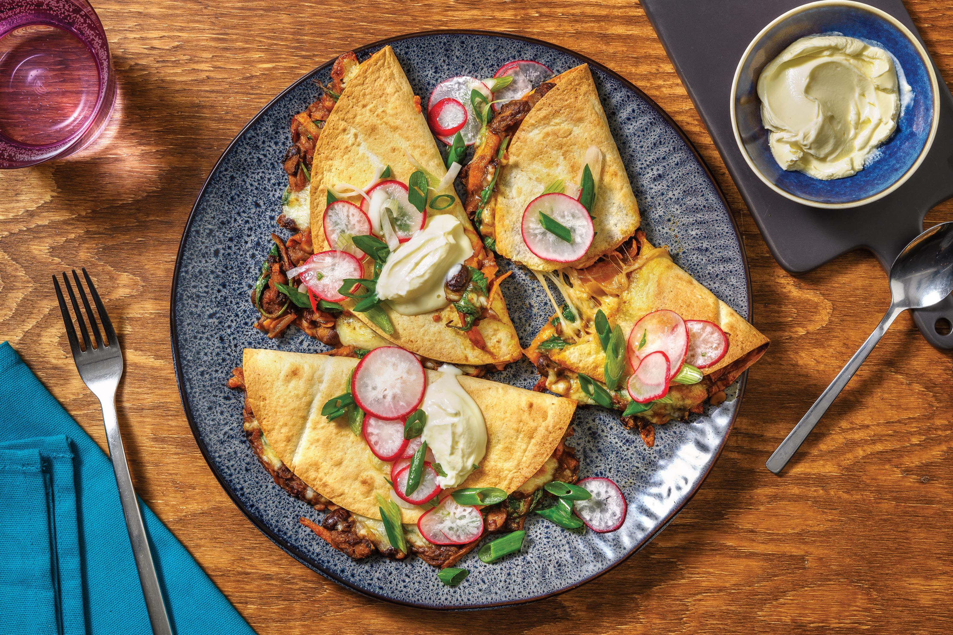 Beef, Cheddar & Black Bean Quesadillas Recipe HelloFresh