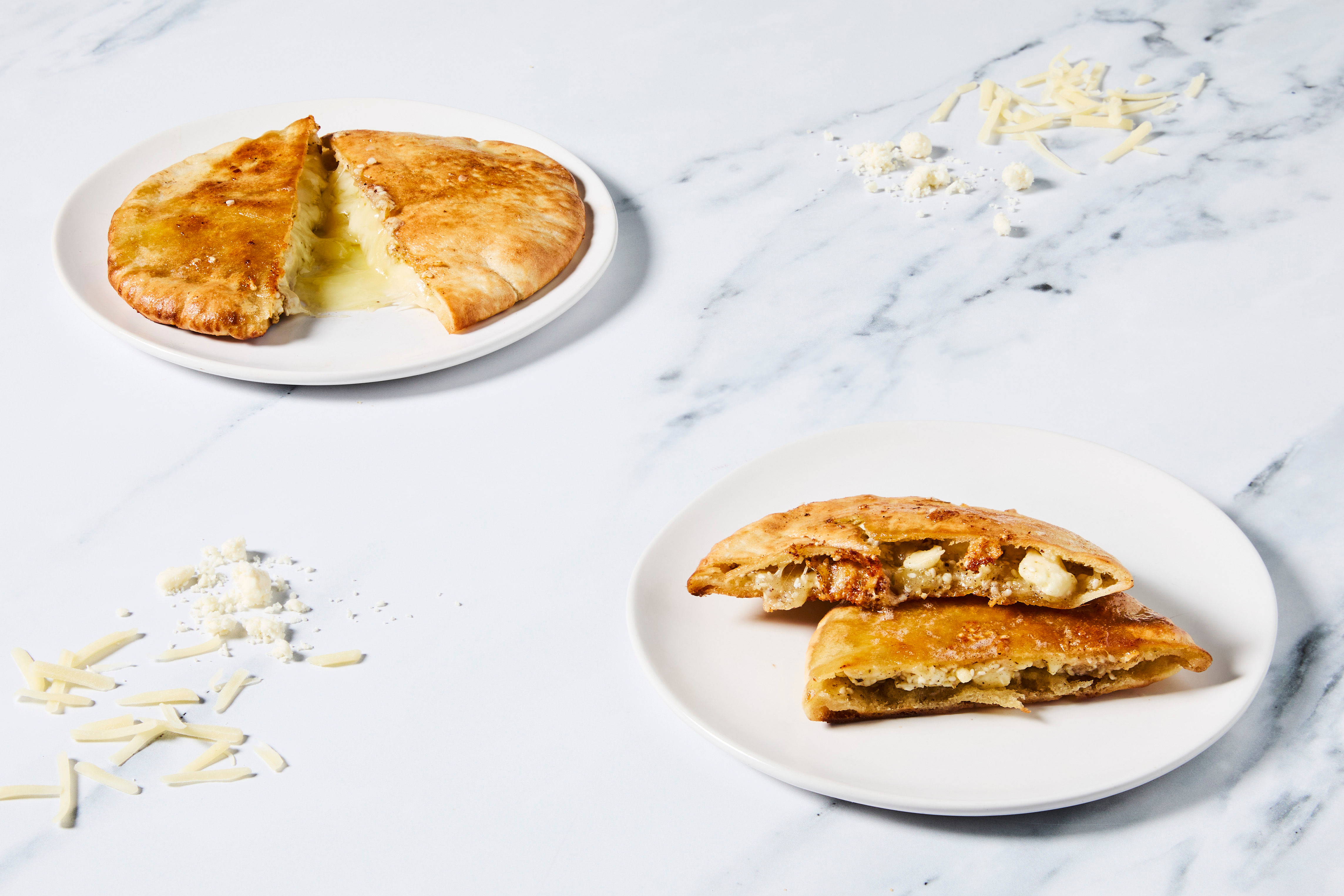 Za'atar Grilled Cheese Pitas with Feta, White Cheddar & Sesame Seeds