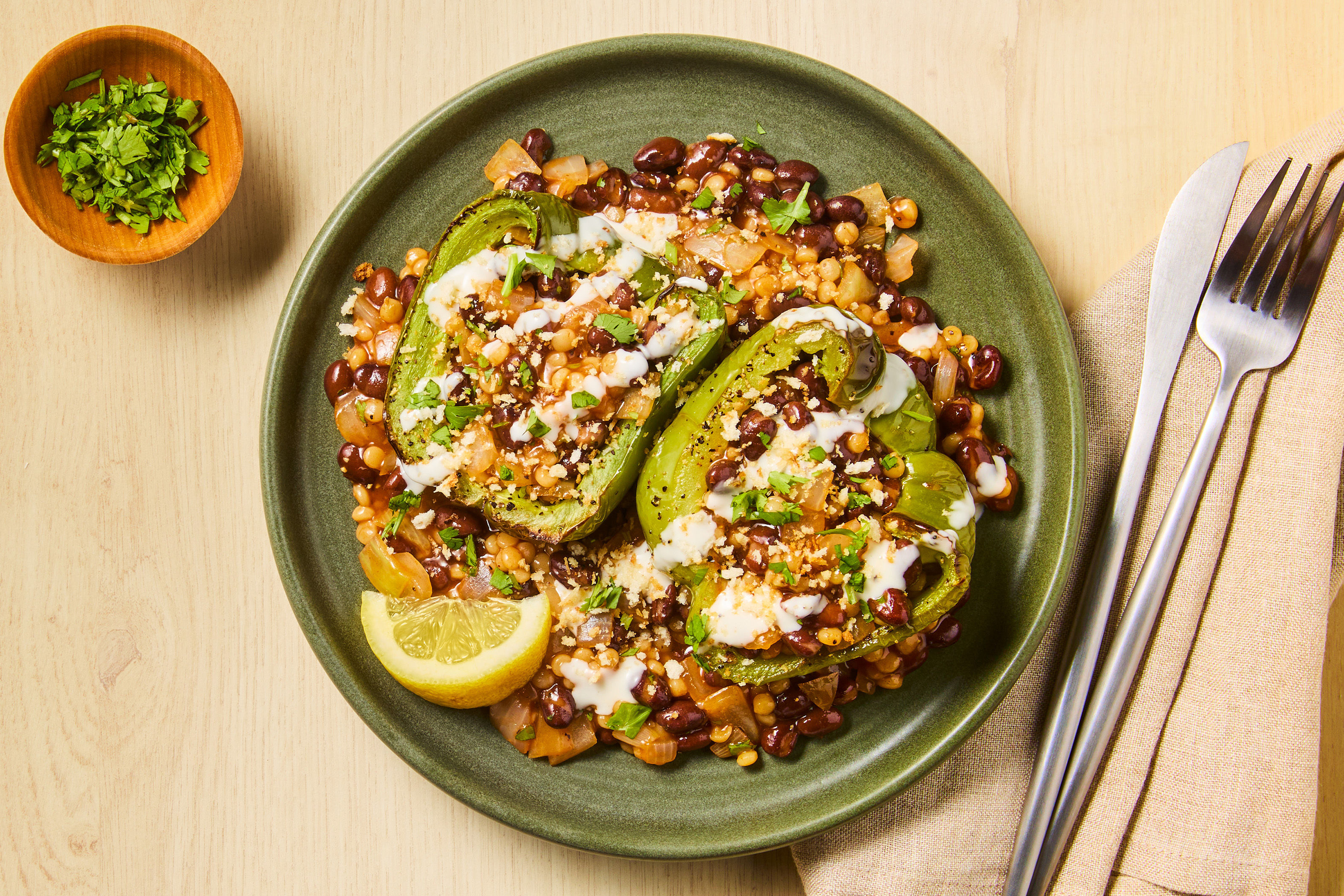 Southwest Shrimp & Bean Stuffed Peppers