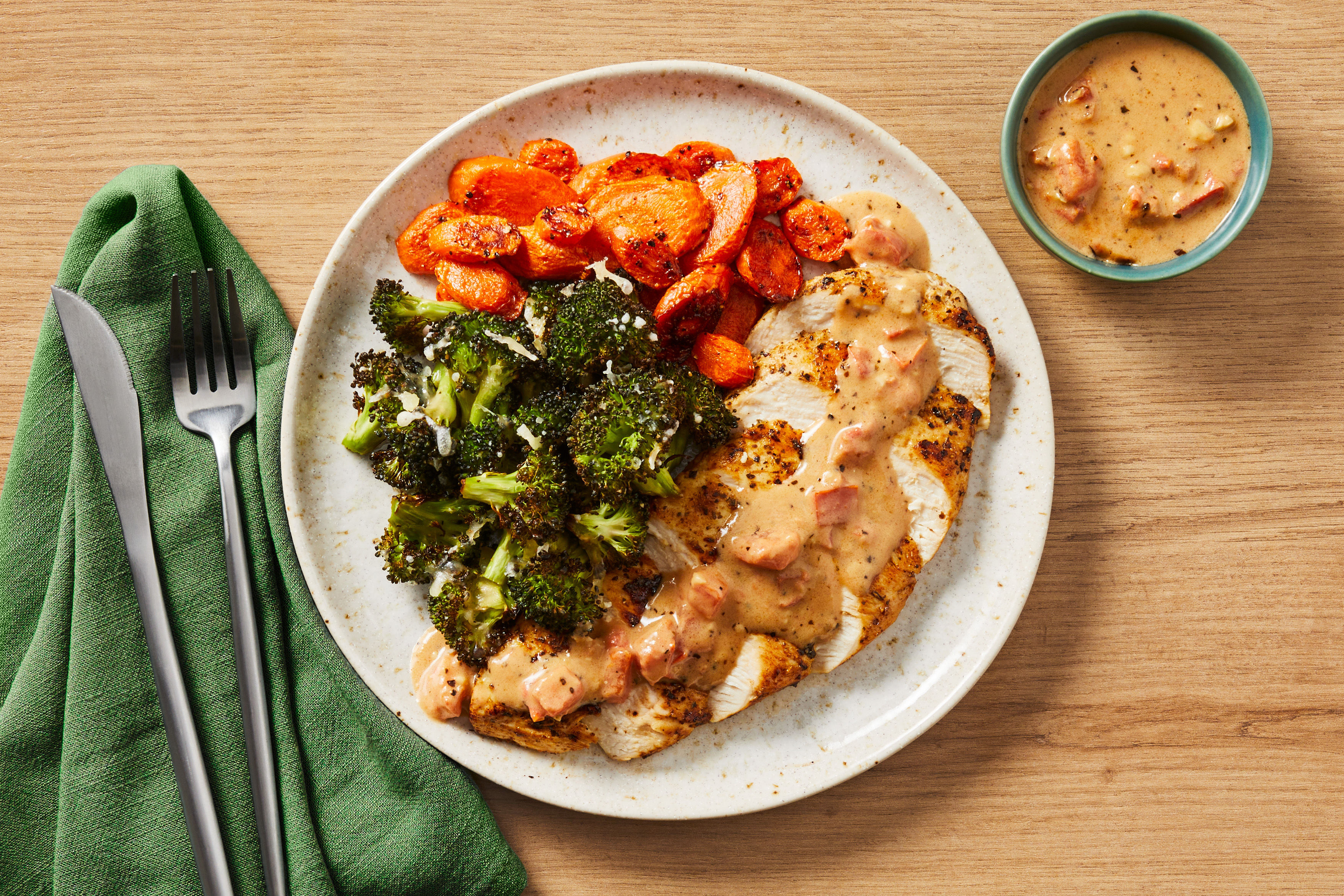 Tuscan Spiced Chicken & Cheesy Brussels Sprouts