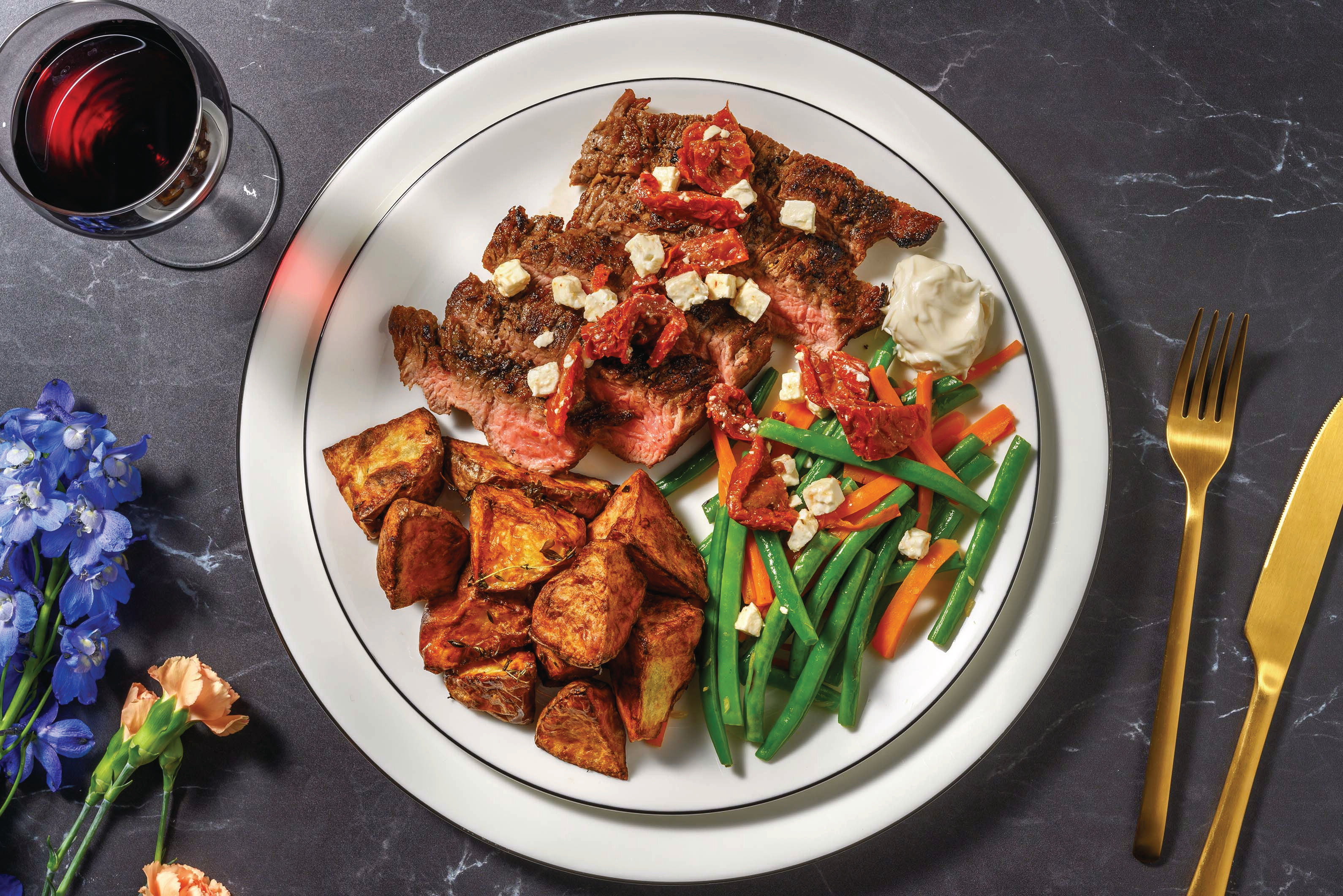 Flank Steak & Roast Thyme Potatoes Recipe HelloFresh