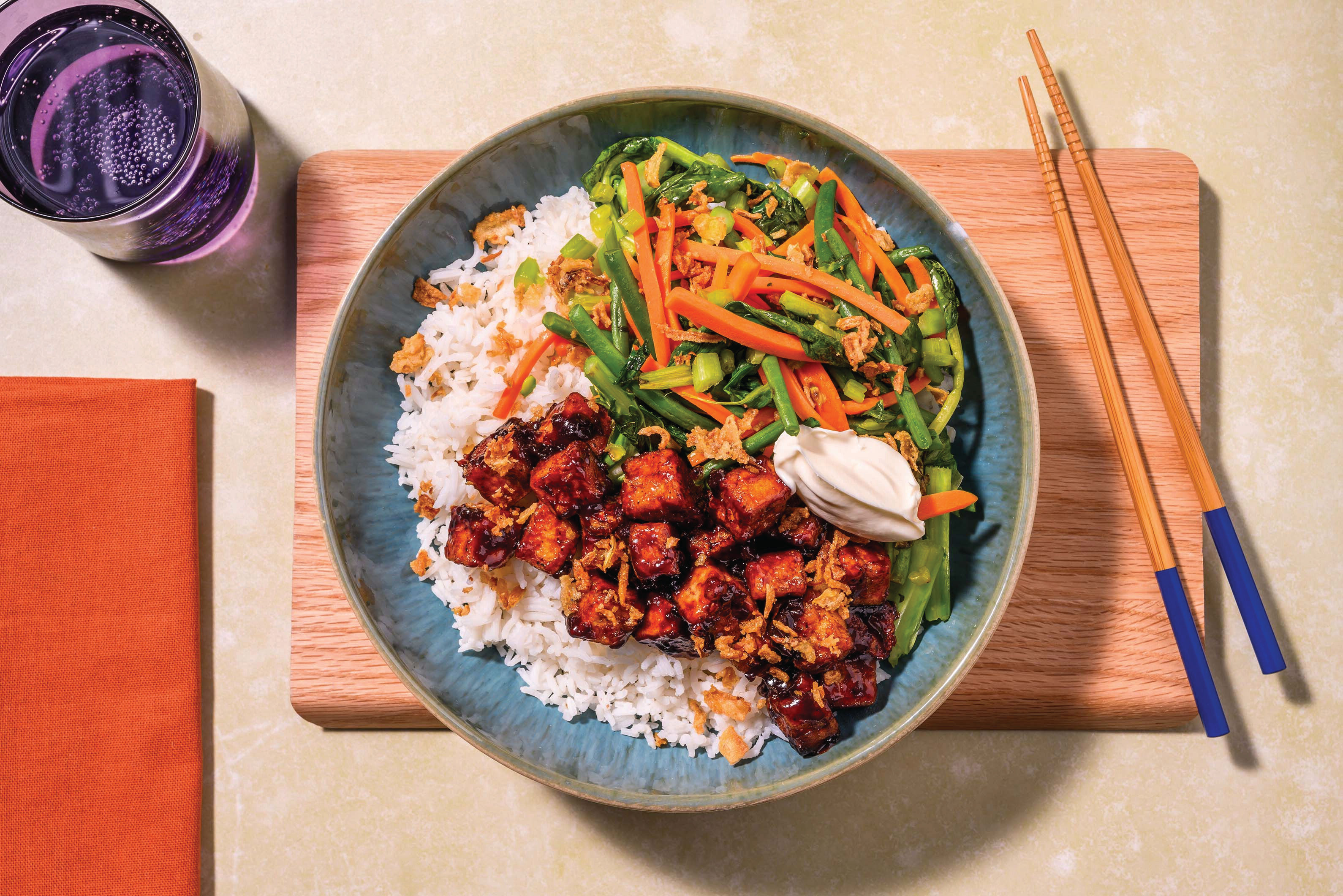 Glazed Plum Tofu, Chicken & Asian Greens StirFry Recipe HelloFresh