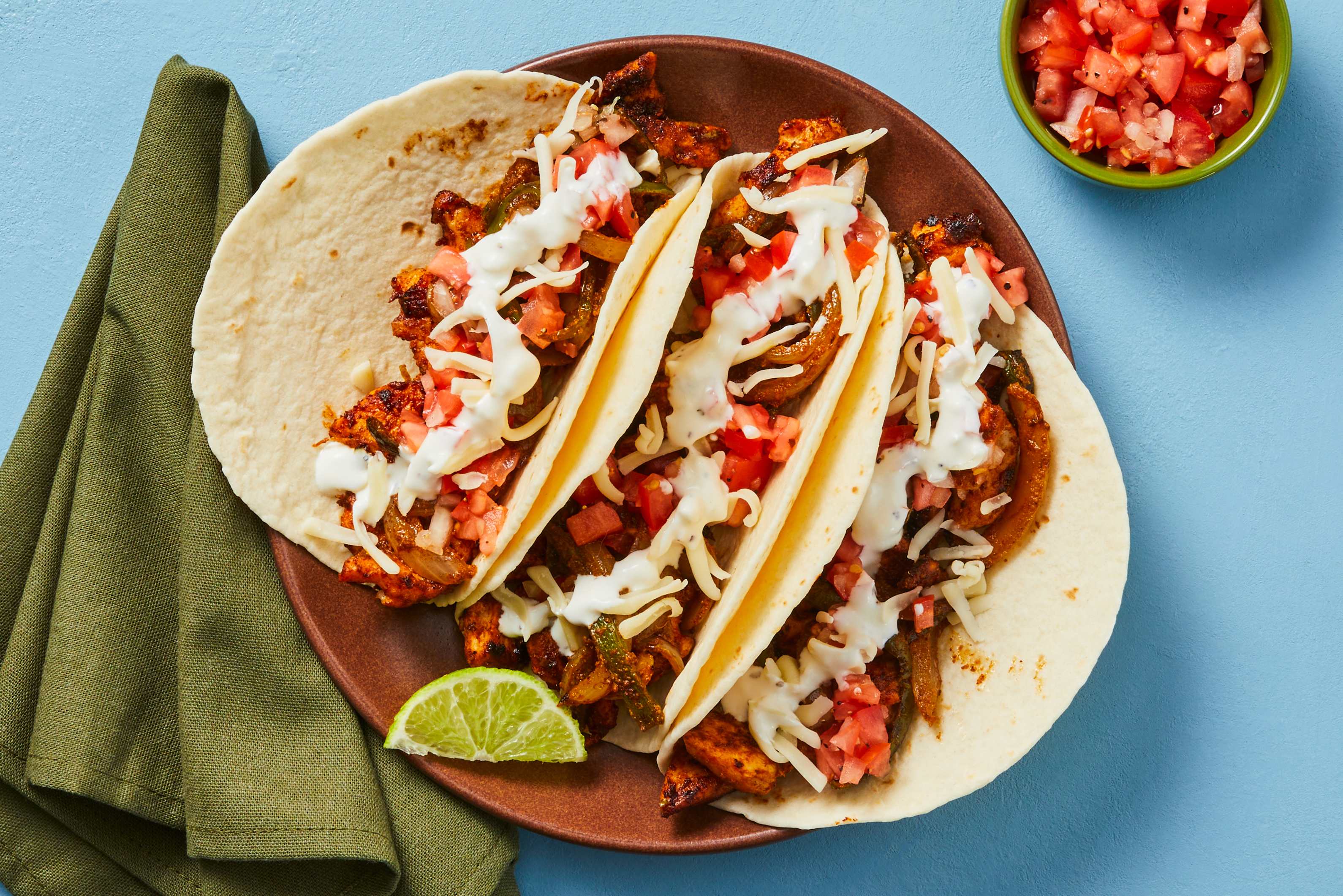 One Pan Cheesy Shrimp & Pepper Fajitas