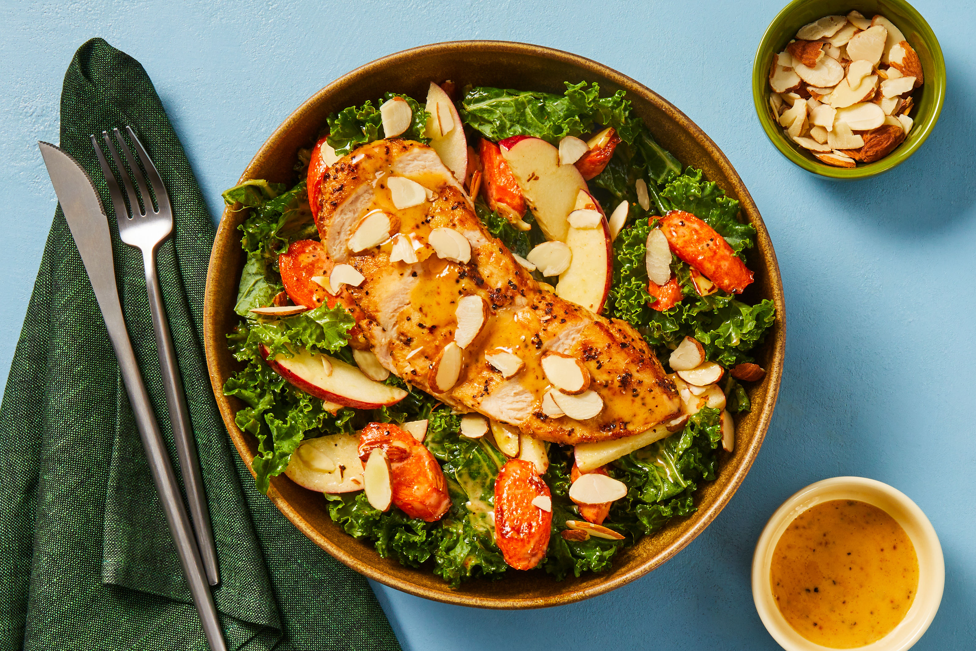 Garlicky Salmon with Kale Salad