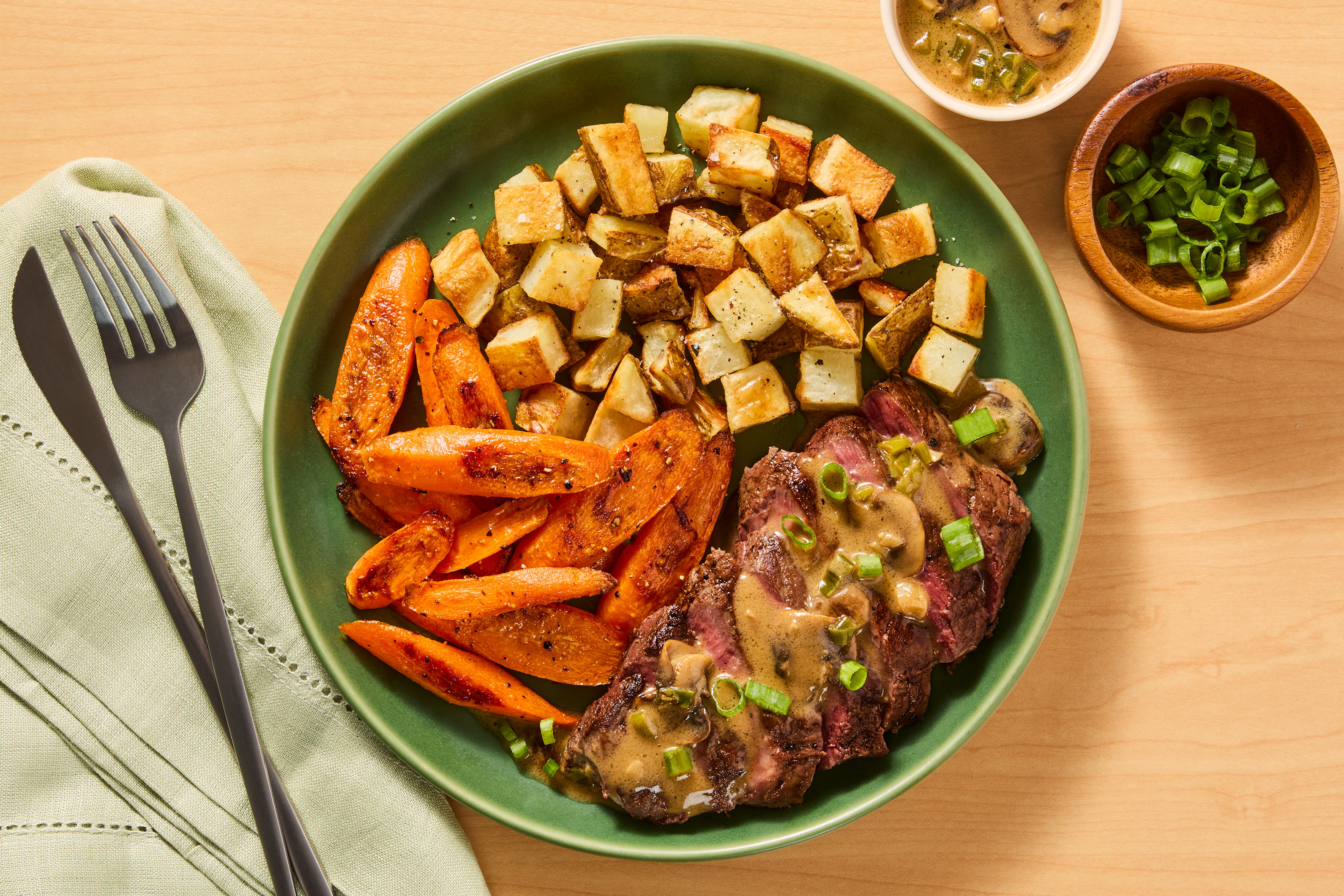 Bavette Steak with Mushroom Cream Sauce