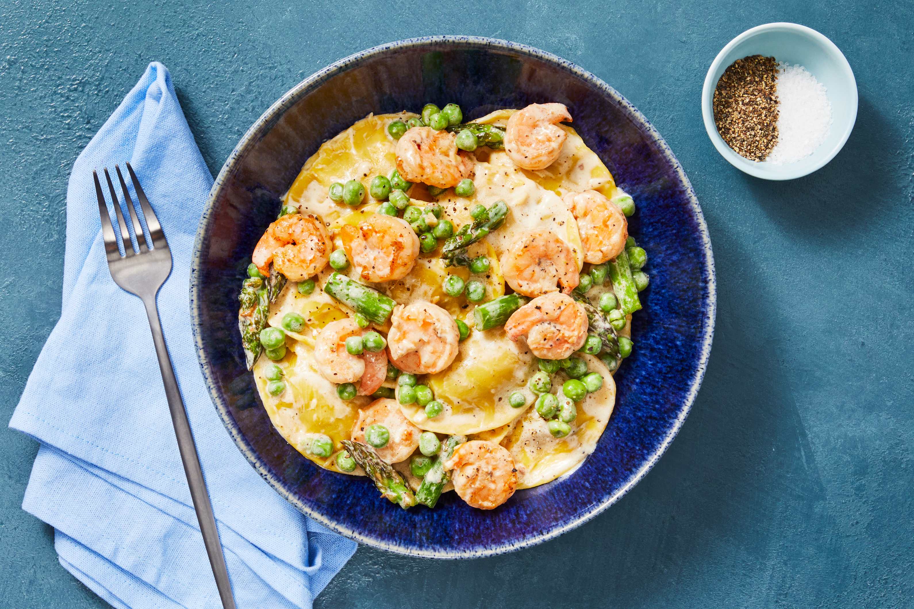 Creamy Lemon Garlic Shrimp & Ravioli