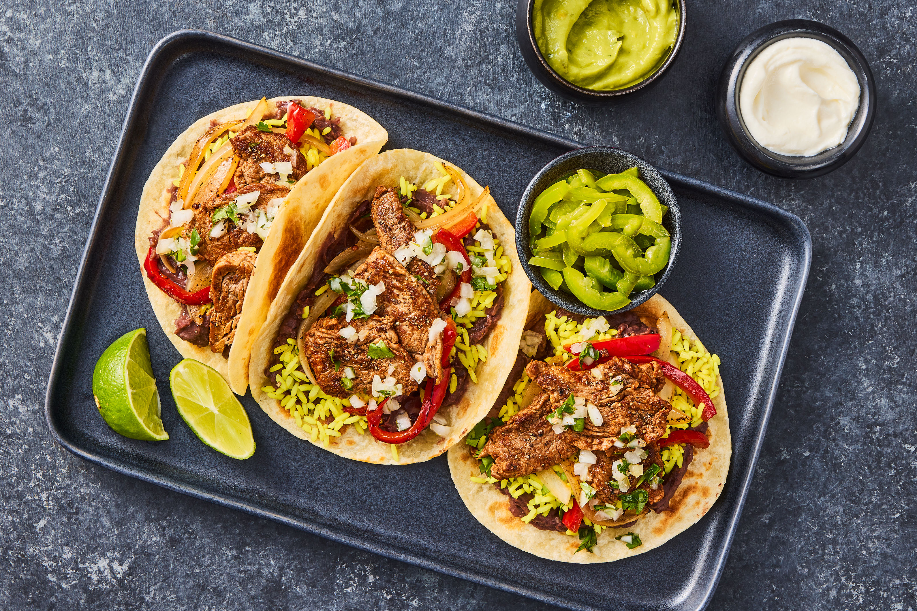 Bavette Steak Fajitas with Guacamole