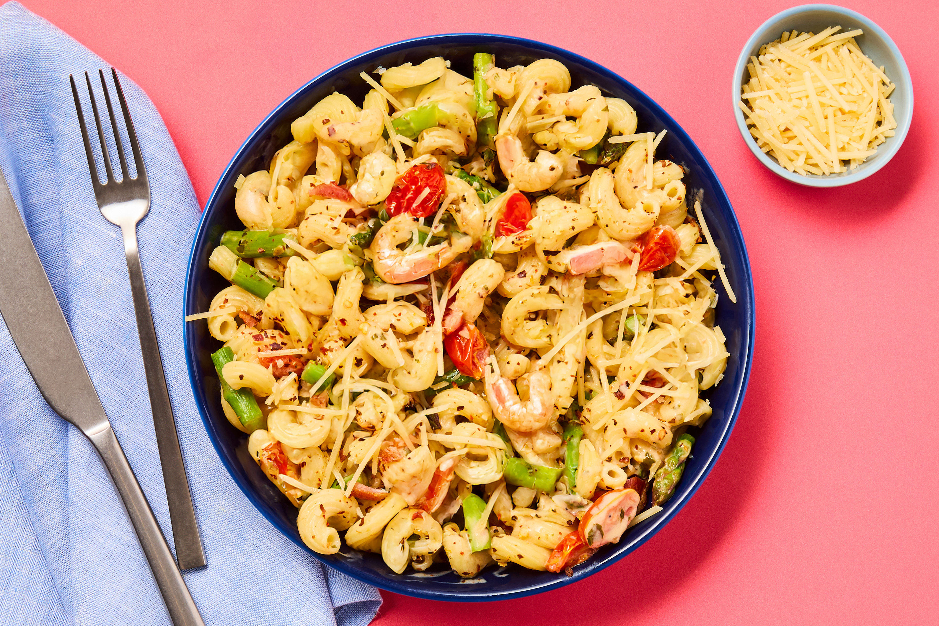 Shrimp, Bacon & Asparagus Cavatappi