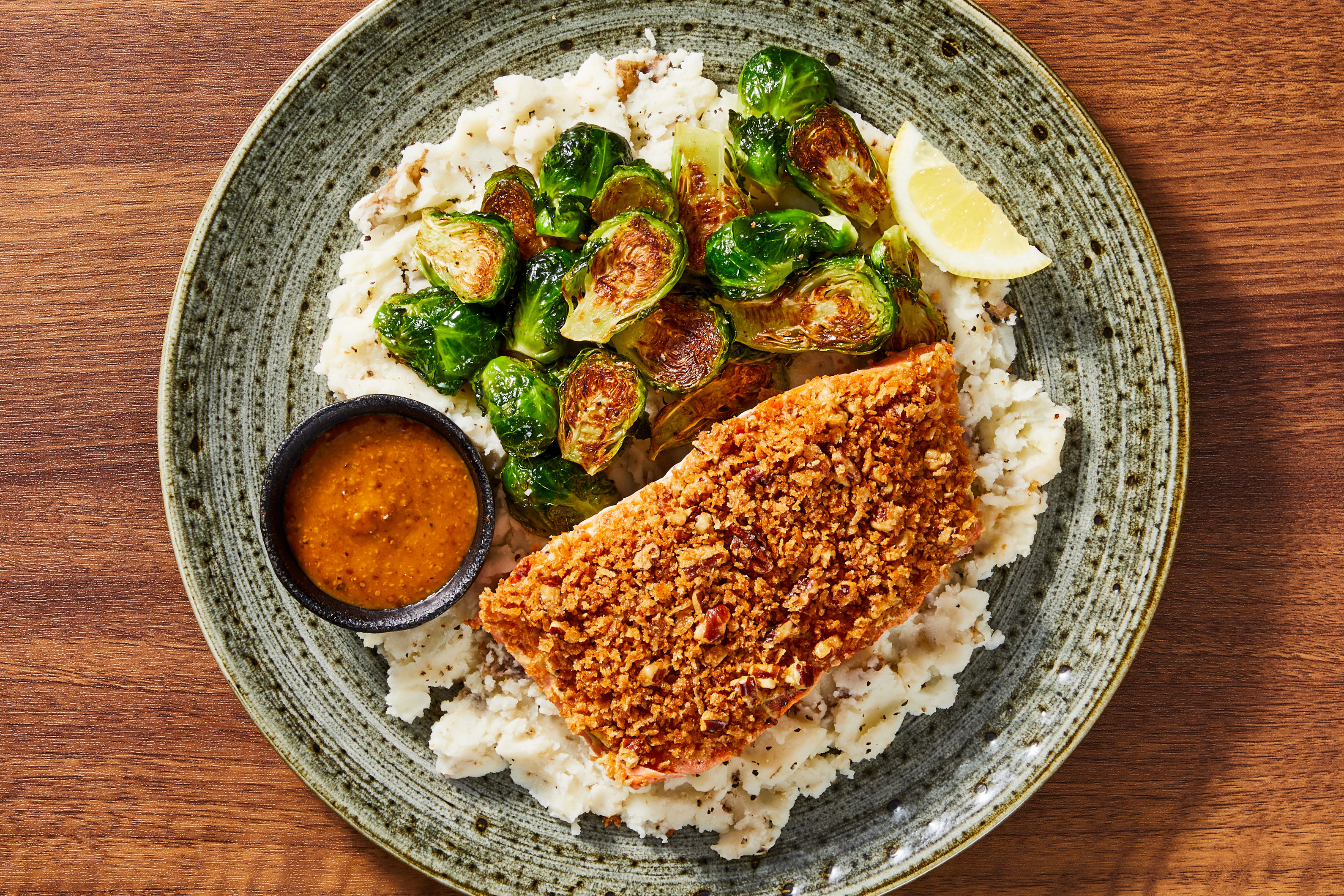 Smoky Mustard Pecan Crusted Salmon
