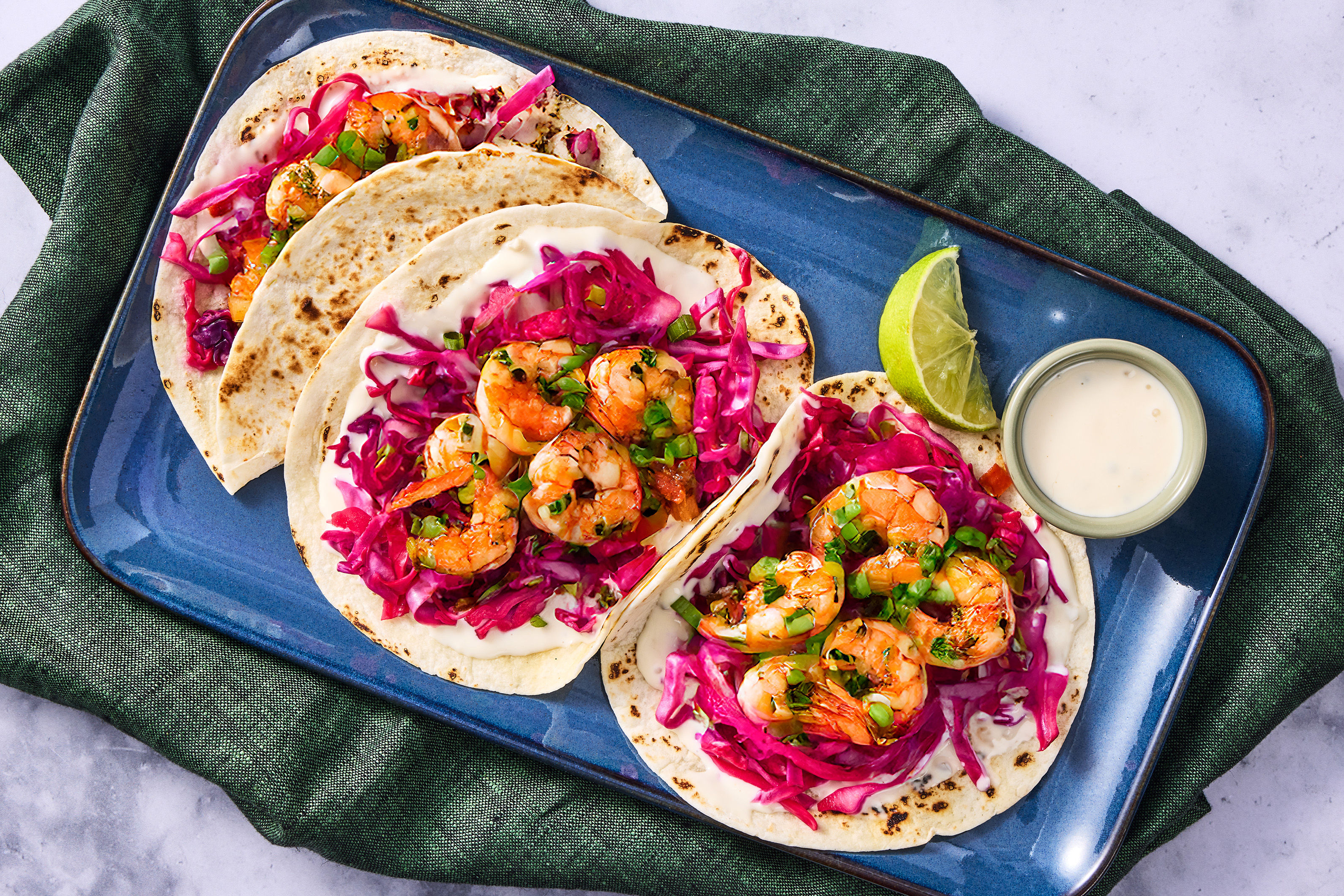 One-Pan Queso Blanco Shrimp Tacos Recipe | HelloFresh