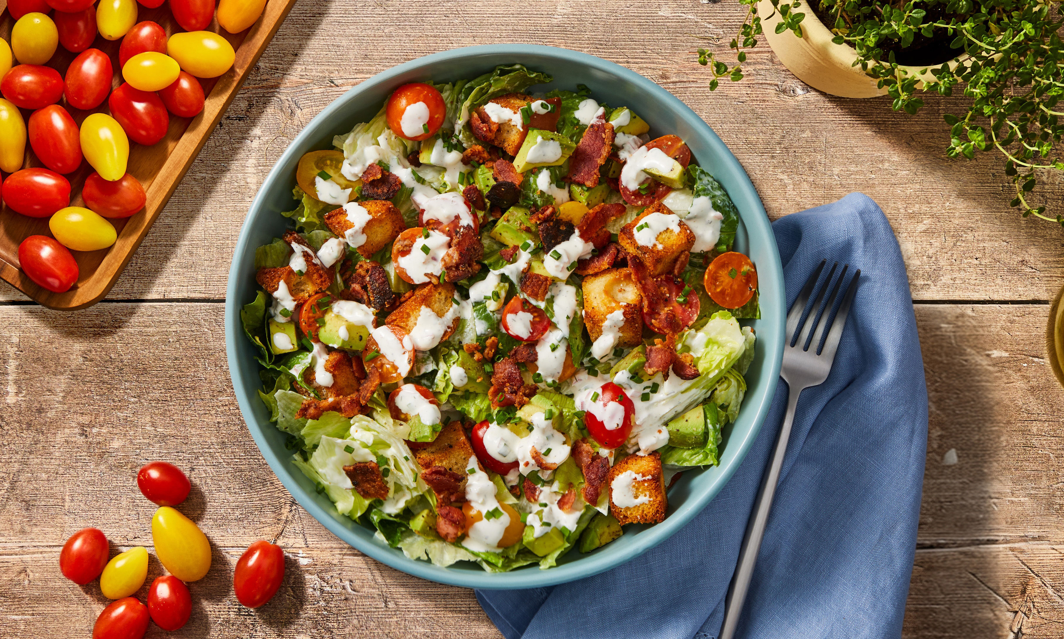 BLT Salad with Avocado, DIY Croutons and Ranch Dressing Recipe | HelloFresh