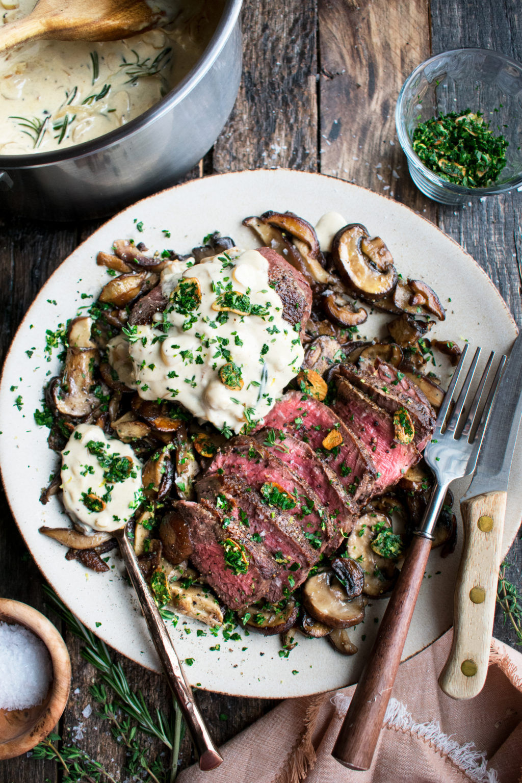 Steaks and Herb Cream Sauce Recipe HelloFresh