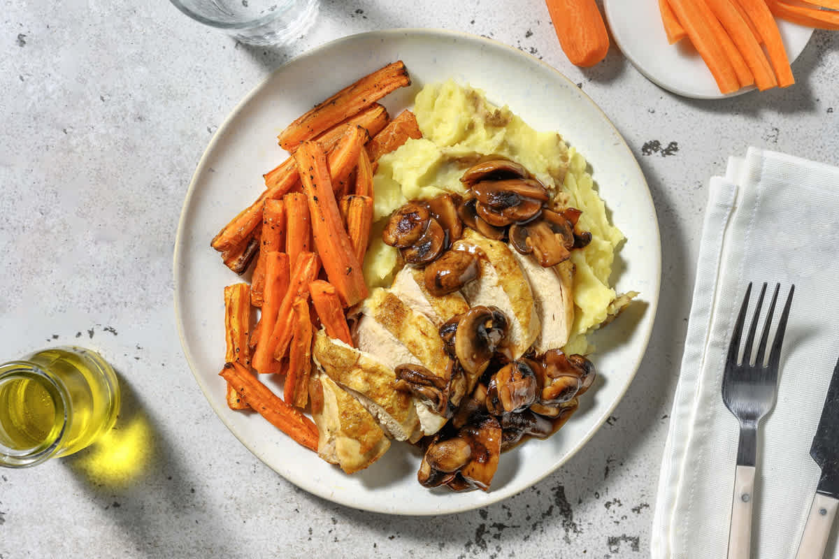 Roasted Chicken in Red Wine Mushroom Sauce Recipe HelloFresh