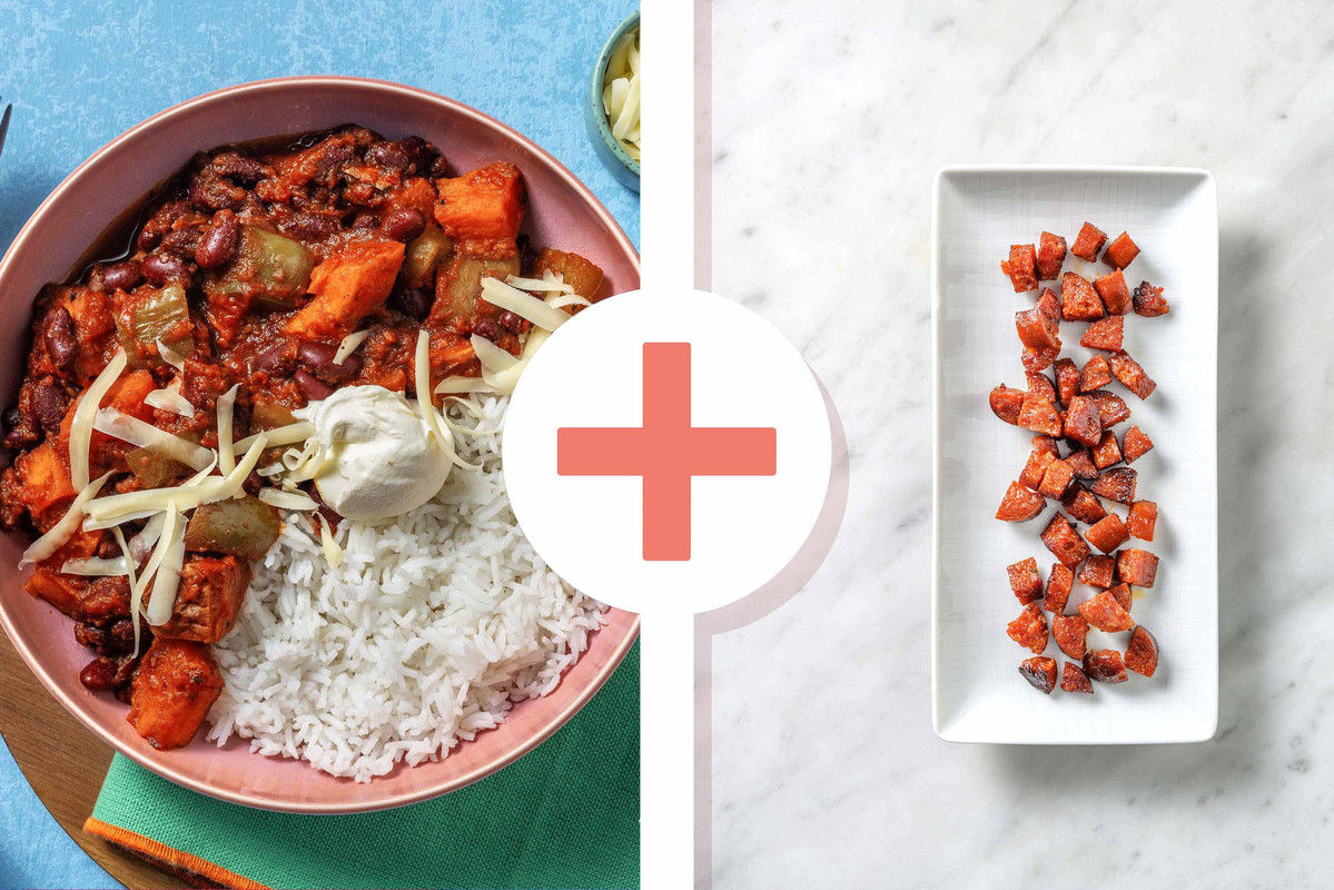 Roasted Chorizo, Sweet Potato and Kidney Bean Chilli Recipe HelloFresh