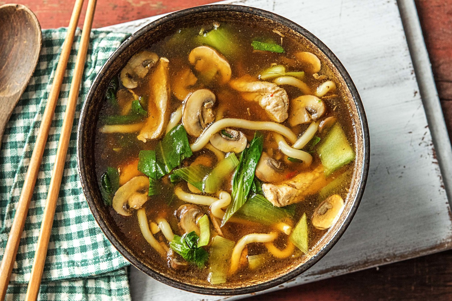 Nouilles udon au poulet et sauce asiatique douce Recette