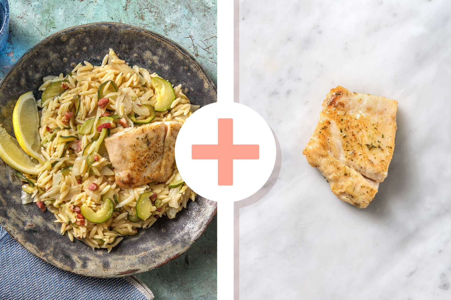 HelloExtra double protein Risotto van orzo met victoriabaarsfilet