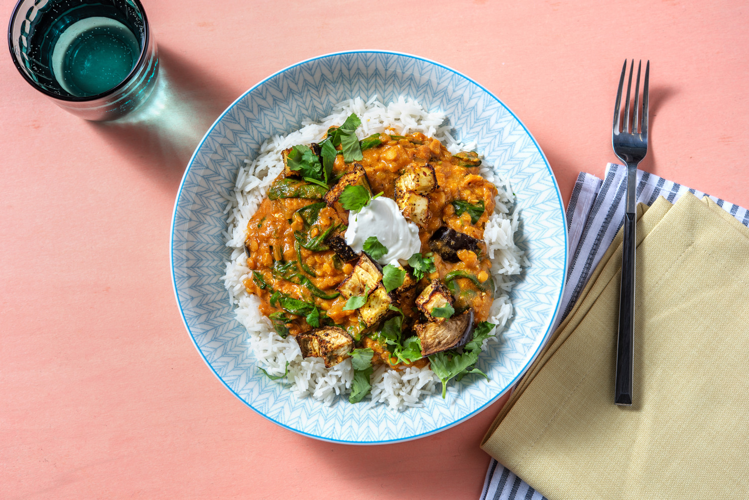 Roasted Aubergine and Spinach Dal Recipe | HelloFresh