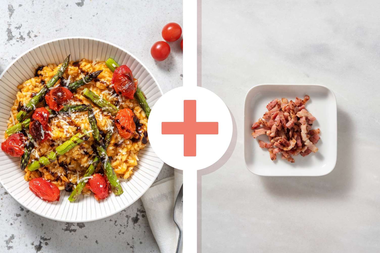Roasted Asparagus, Bacon and Baby Plum Tomato Risotto Recipe HelloFresh