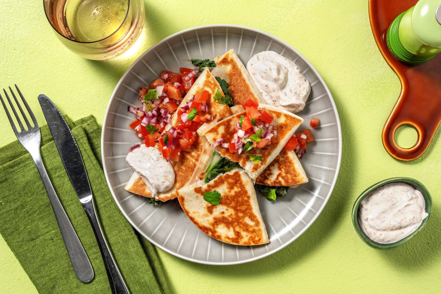 Quesadilla végétarienne au fromage grec Recette HelloFresh