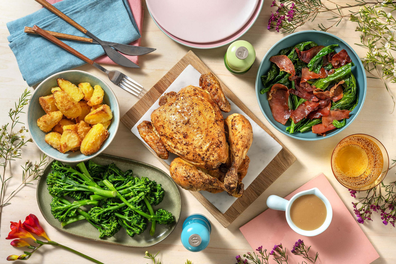 Oregano Roast Chicken, Roast Potatoes and Gravy Recipe HelloFresh