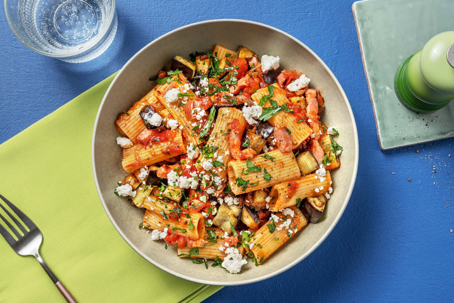Bacon and Aubergine Rigatoni Recipe HelloFresh