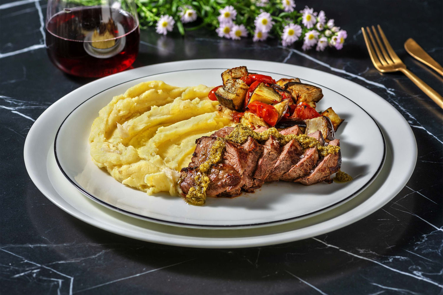 Roasted Lamb Loin and Mediterranean Style Veg Recipe HelloFresh