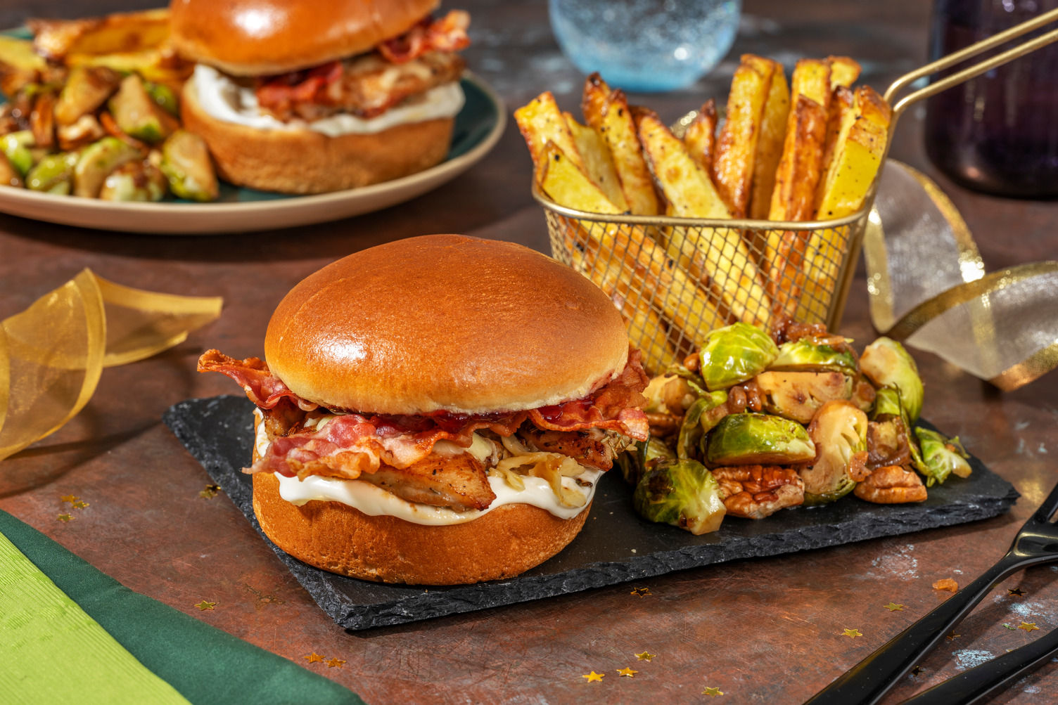 Festive Cheesy Bacon Chicken Burger Recipe HelloFresh