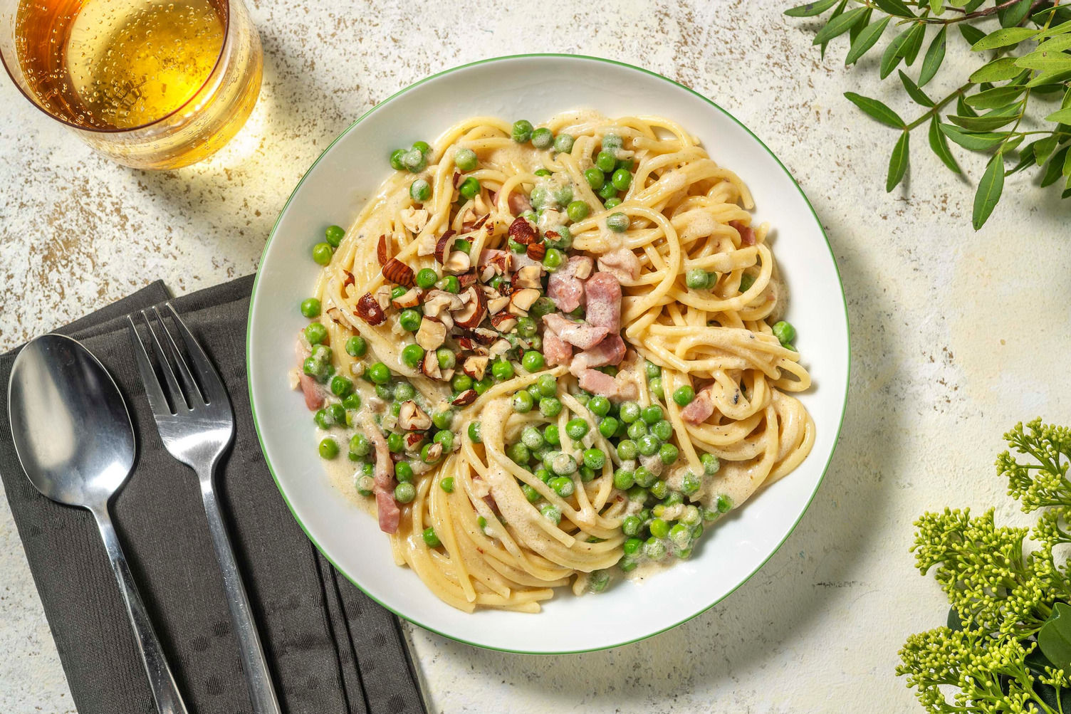 Creamy Truffled Bacon and Pea Spaghetti Recipe HelloFresh