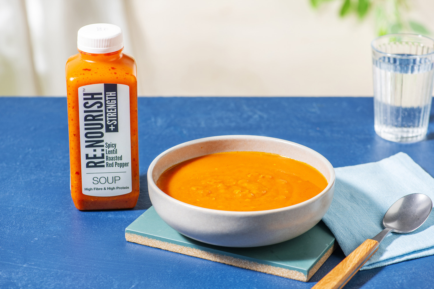 Red pepper store and lentil soup