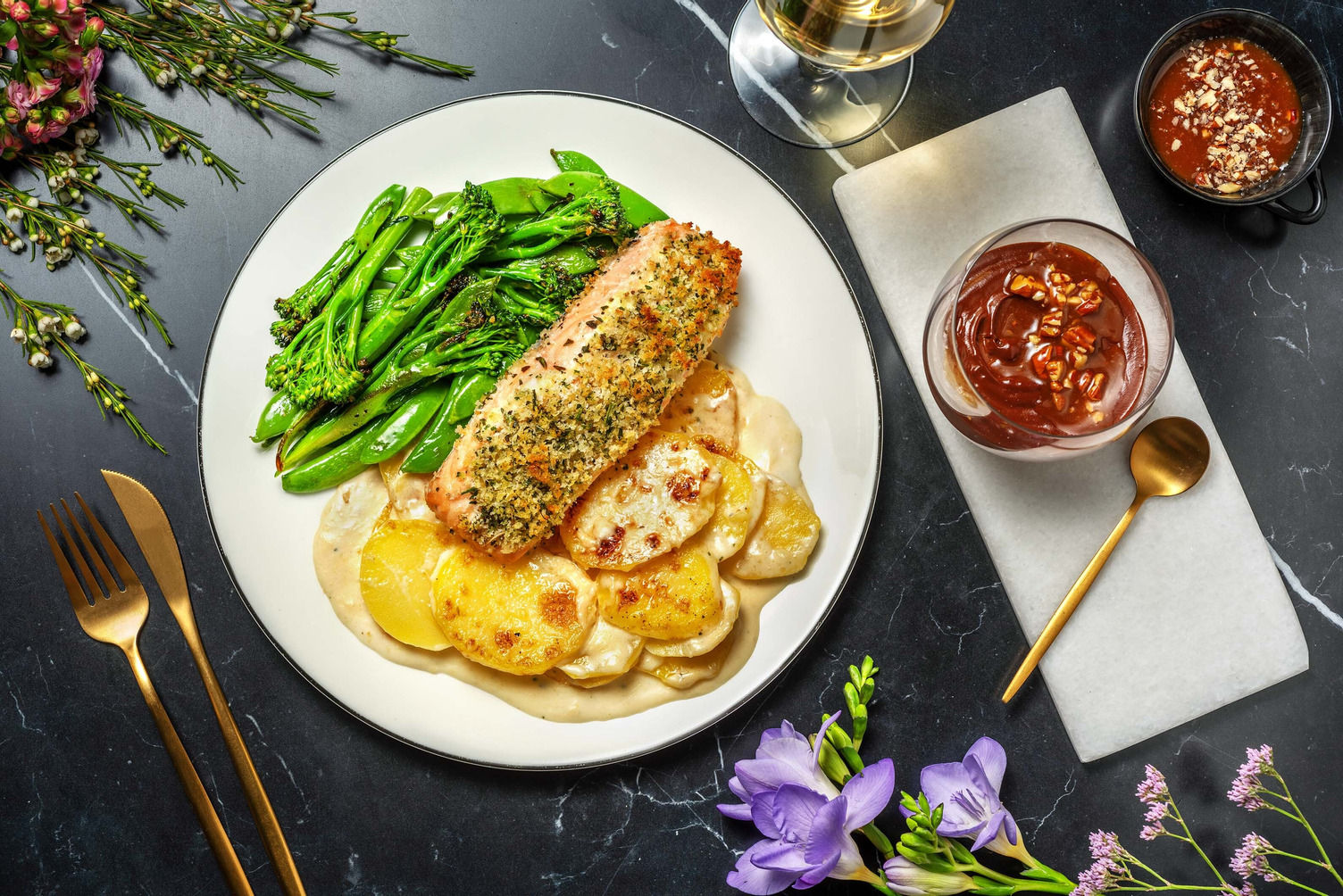 Herb Crusted Salmon Fillet and Cheesy Dauphinoise Recipe HelloFresh