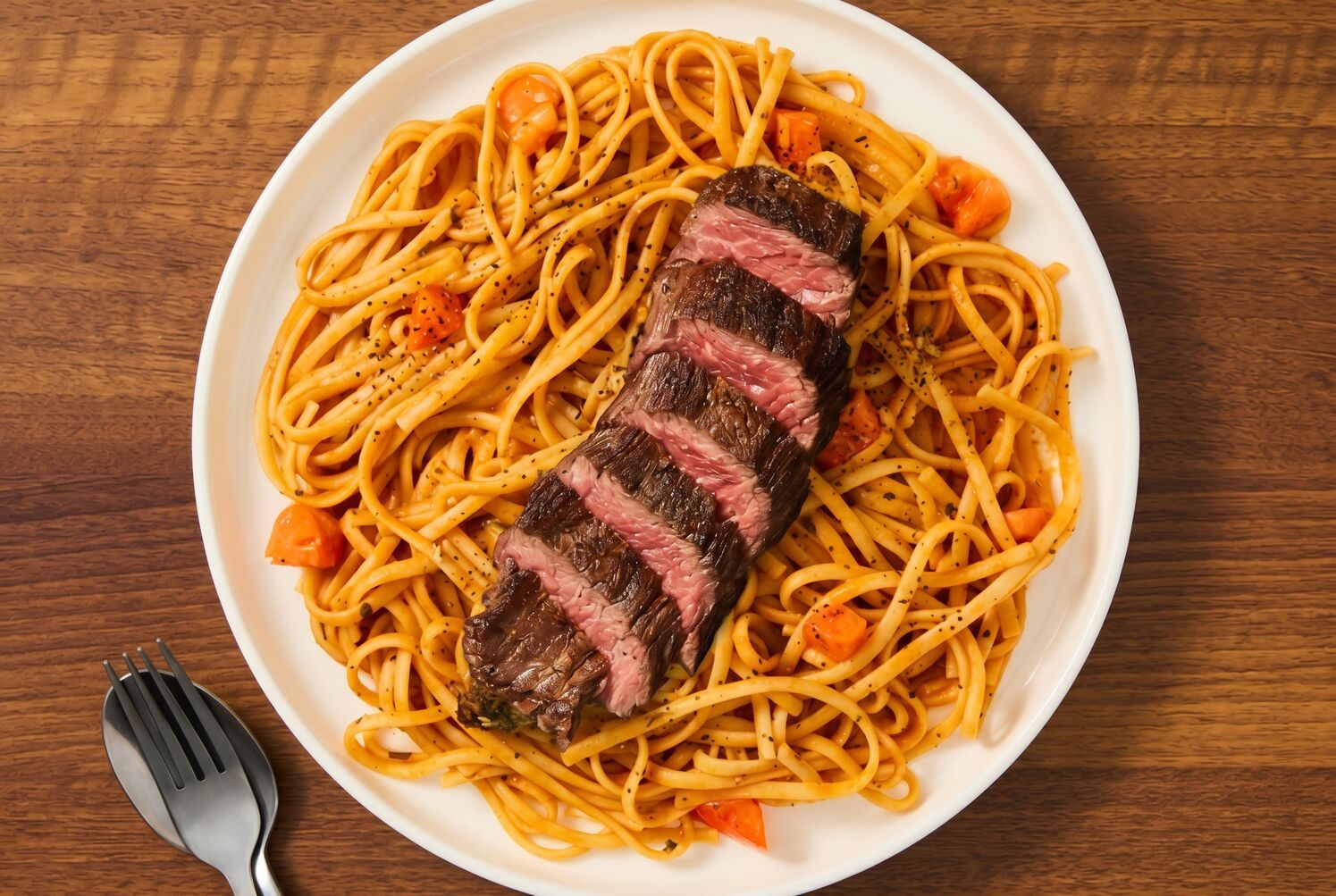 Italian Spiced Steak over Gluten Free Linguine