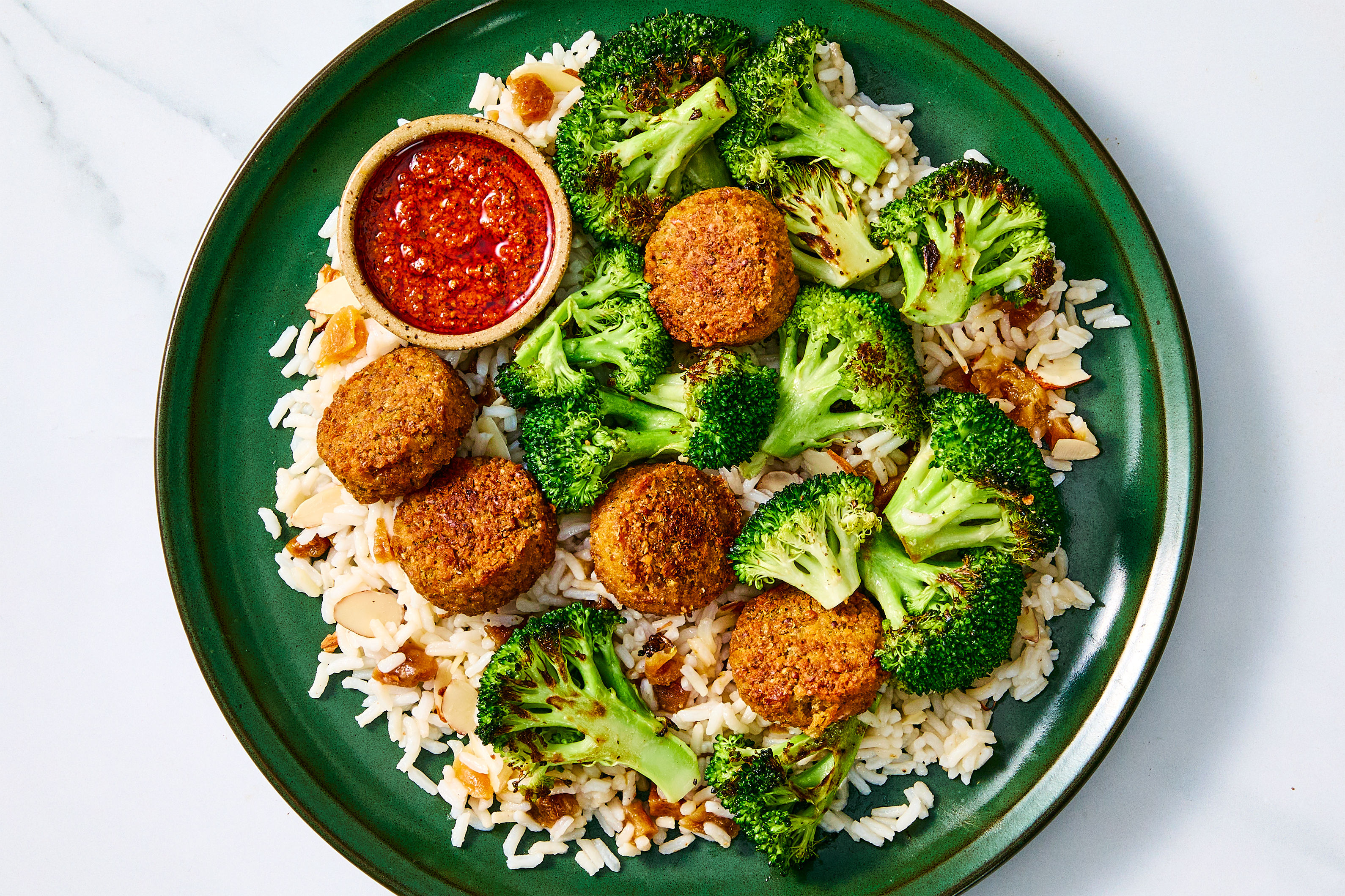 Falfa Rice Crispy Falafel in Romesco Sauce Recipe | HelloFresh