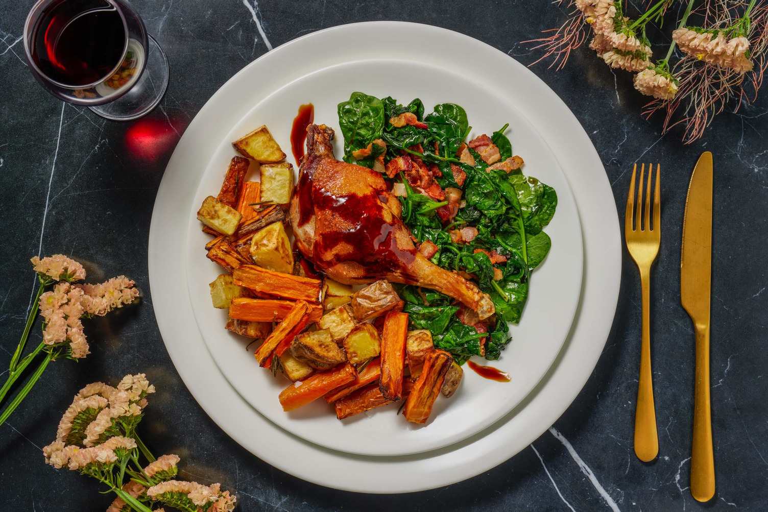 Roasted Confit Duck Leg and Red Wine Jus Recipe HelloFresh