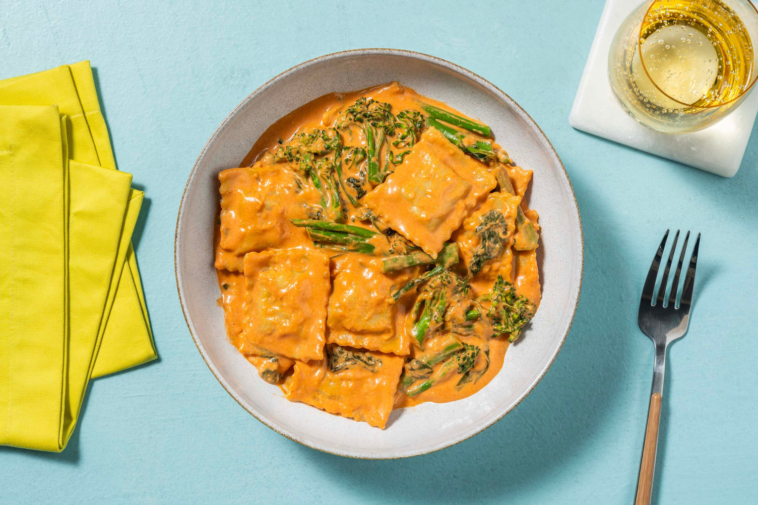 Chicken Ravioli with Creamy Tomato Sauce - Handle the Heat