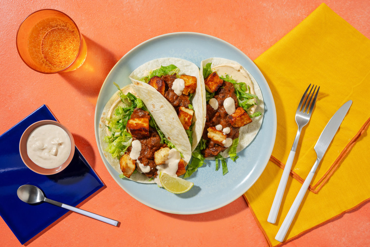 Refried Bean and Halloumi Tacos Recipe HelloFresh