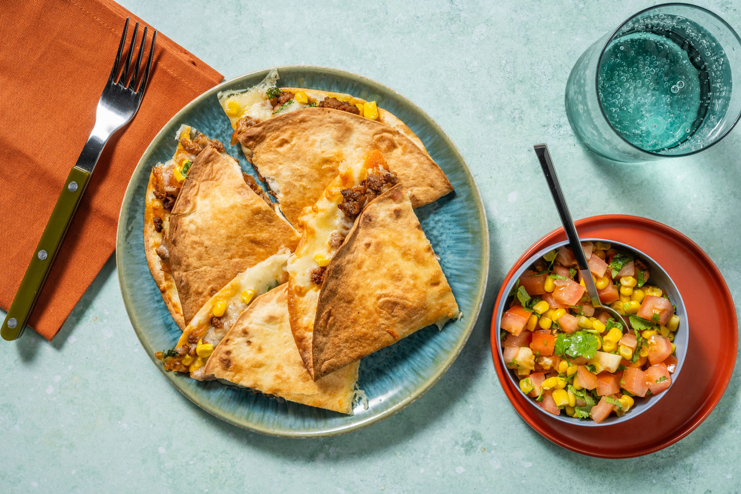 Quesadillas mexicaines bœuf & cheddar Recette HelloFresh