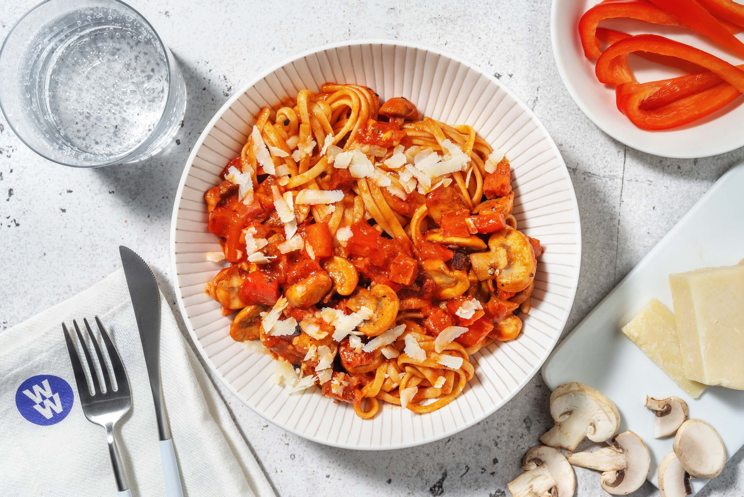 Roasted Pepper Mushroom And Chorizo Linguine Recipe Hellofresh