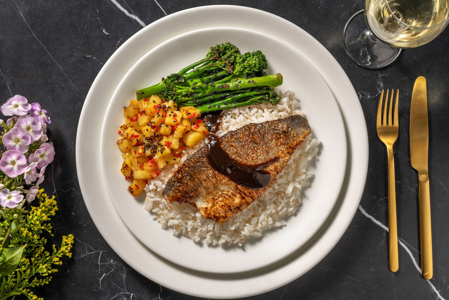 Glazed Teriyaki Bream and Pineapple Salsa Recipe HelloFresh