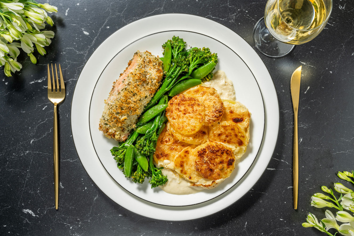 Herb Crusted Salmon Fillet and Cheesy Dauphinoise Recipe HelloFresh