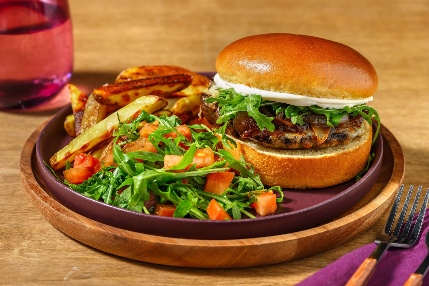 Cheesy Portobello Mushroom Burger and Fries Recipe HelloFresh