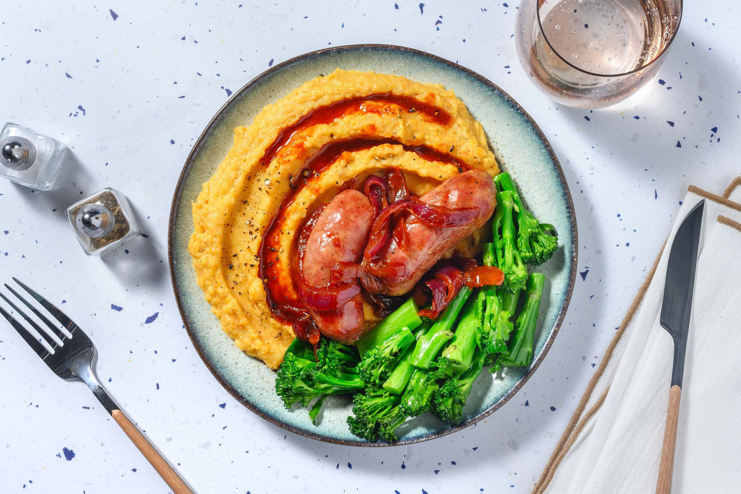 Honey Mustard Sausages and Red Onion Gravy Recipe HelloFresh