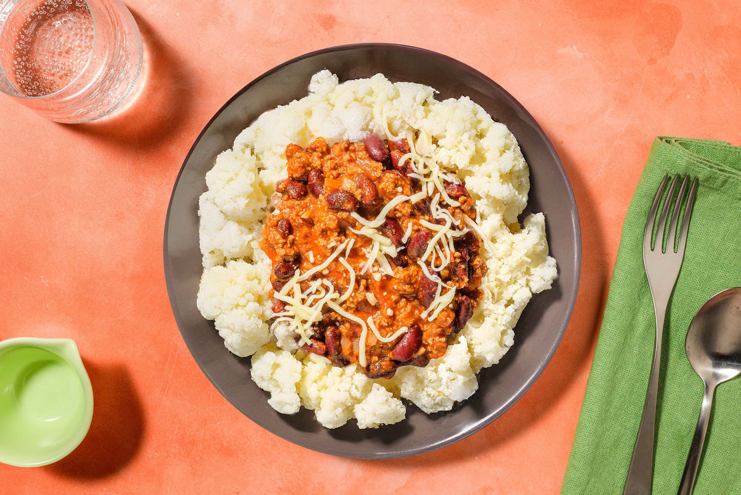 Quick Beef & Bean Chilli and Cauliflower Rice Recipe HelloFresh