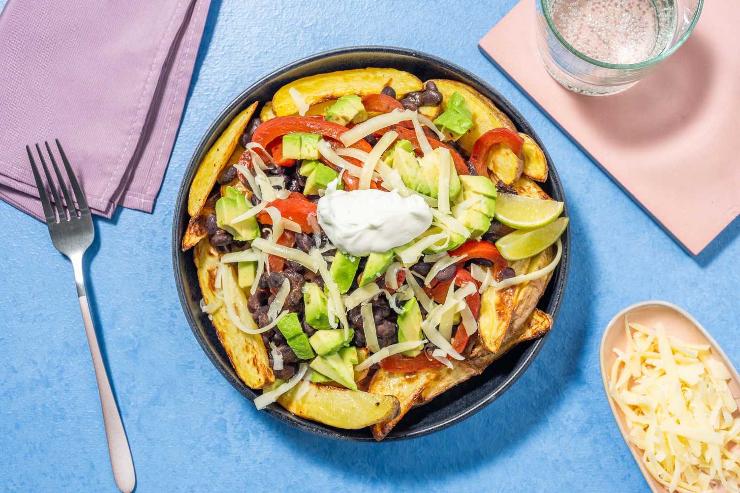 Fajita Veg and Black Bean Loaded Wedges Recipe HelloFresh