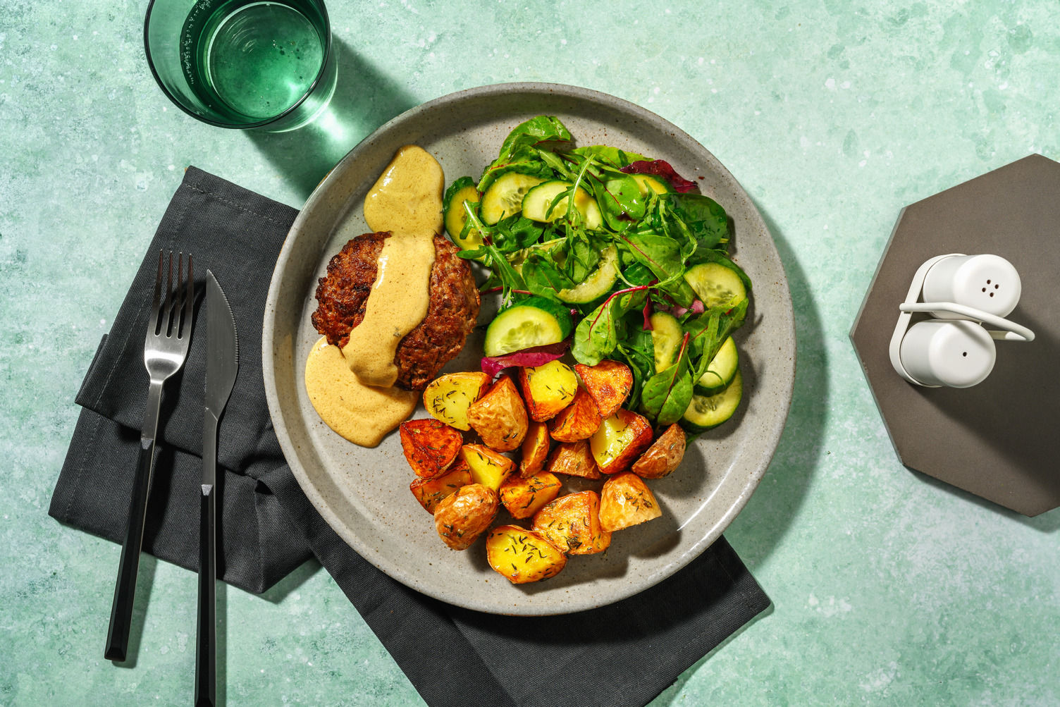 Steak haché & crème de moutarde persillée Recette | HelloFresh