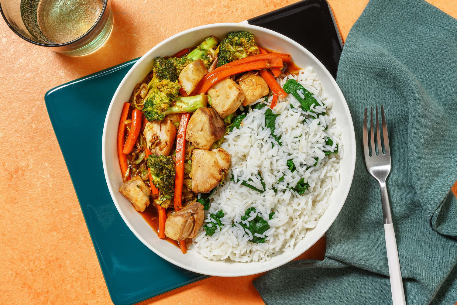 Schneller Teriyaki Seelachs auf Spinat-Reis Rezept | HelloFresh