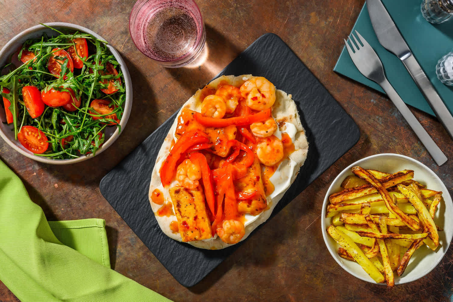 Sweet Chilli King Prawn & Halloumi Loaded Flatbreads Recipe HelloFresh