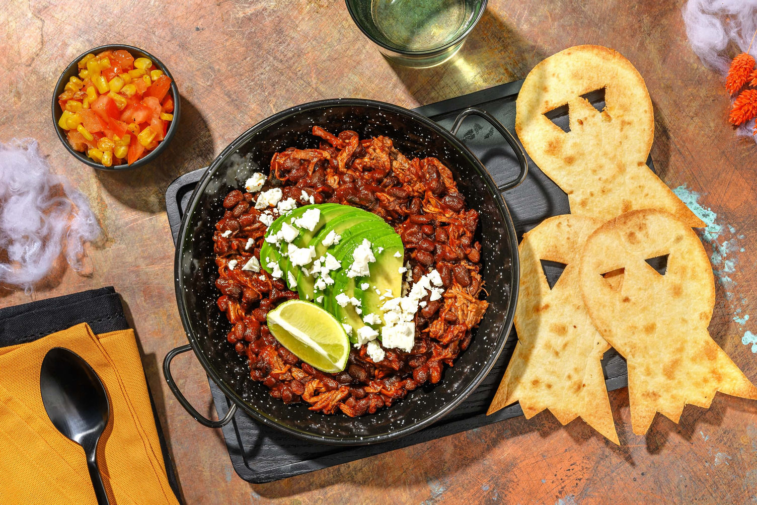 Creepy Chipotle Pulled Beef Chilli and Ghostly Dippers Recipe HelloFresh